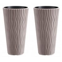 Set 2 ghivece de flori, Sandy Slim, rotunde, inalte, 29.7x53.1 cm, cafeniu, Prosperplast