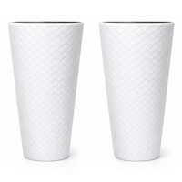 Set 2 ghivece de flori, Matuba Slim, rotunde, inalte, 30x55 cm, alb, Prosperplast