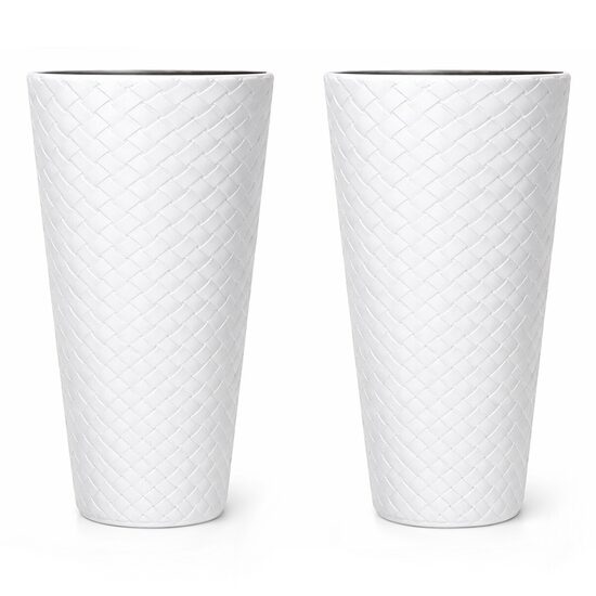 Set 2 ghivece de flori, Matuba Slim, rotunde, inalte, 30x55 cm, alb, Prosperplast