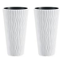 Set 2 ghivece de flori, Sandy Slim, rotunde, inalte, 34.9x62 cm, alb, Prosperplast