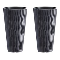 Set 2 ghivece de flori, Sandy Slim, rotunde, inalte, 29.7x53.1 cm, antracit, Prosperplast