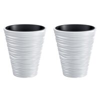 Set 2 ghivece de flori, Sand, rotunde, 34.5x38.5 cm, alb, Prosperplast