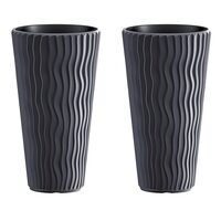 Set 2 ghivece de flori, Sandy Slim, rotunde, inalte, 34.9x62 cm, antracit, Prosperplast