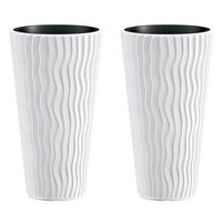 Set 2 ghivece de flori, Sandy Slim, rotunde, inalte, 29.7x53.1 cm, alb, Prosperplast