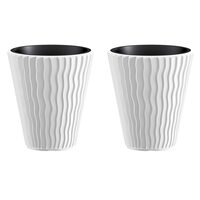 Set 2 ghivece de flori, Sandy, rotunde, 39x43.6 cm, alb, Prosperplast
