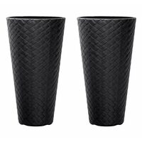 Set 2 ghivece de flori, Matuba Slim, rotunde, inalte, 30x55 cm, antracit, Prosperplast
