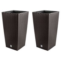 Set 2 ghivece de flori, Rato, imitatie ratan, inalte, 32.5x32.5x61 cm, maro, Prosperplast