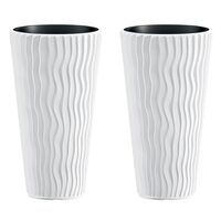 Set 2 ghivece de flori, Sandy Slim, rotunde, inalte, 39x70.8 cm, alb, Prosperplast