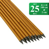 Set 25 araci/suport pentru rosii, castraveti, fasole, metal + PVC, maro, 180x2 cm, Artool