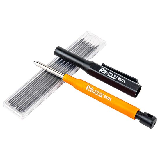 Creion tamplar, mecanic, HB, 150 mm, cu ascutitoare si 6 mine de rezerva, Richmann Exclusive