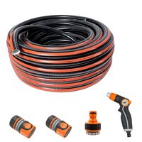 Furtun de gradina, 4 straturi, flexibil, ranforsat, 1/2", 50 m, cuple, adaptor, pistol stropit, Richmann Exclusive