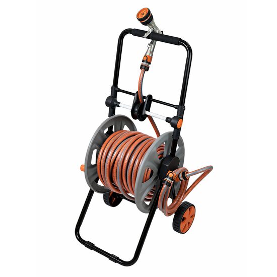 Furtun cu carucior pentru gradina, pistol de stropit, 1/2", 50+2 m,  6 straturi, antirasucire, Richmann Exclusive