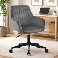 Scaun de birou, Artool, Roxy, rotativ, catifea, gri si negru, 60x65x80-89 cm