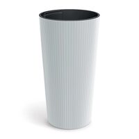 Ghiveci decorativ de flori, rotund, inalt, alb, 30x57.5 cm, Lamia Slim