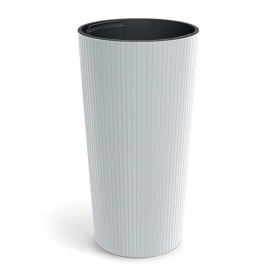 Ghiveci decorativ de flori, rotund, inalt, alb, 20x38.5 cm, Lamia Slim