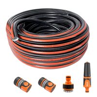 Furtun de gradina, 4 straturi, flexibil, ranforsat, 3/4", 50 m, cuple, adaptor, duza stropit, Richmann Exclusive