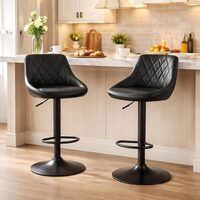 Set 2 scaune de bucatarie/bar, Artool, Kast, rotativ, piele ecologica neagra, picior metal negru, 45.5x48.5x85-105 cm