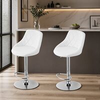 Set 2 scaune de bucatarie/bar, Artool, Kast, rotativ, piele ecologica alba, picior metal argintiu, 45.5x48.5x85-105 cm