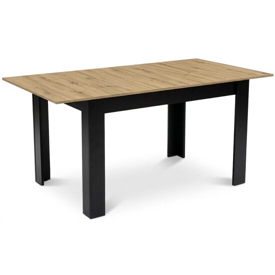 Masa pentru sufragerie/living, Artool, cu blat extensibil, pal, negru si stejar artizanal, 120-160x80x75 cm
