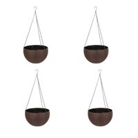 Set 4 ghivece de flori suspendat 26x16 cm, maro 