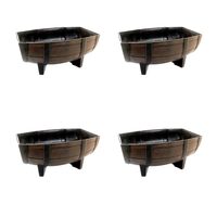 Set 4 ghivece pentru flori model butoi teak 41x29x19 cm 