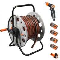 Furtun de gradina RICHMANN EXCLUSIVE 4 straturi, flexibil, ranforsat 3/4", 25 m, tambur, cuple, adaptor, pistol 
