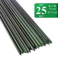 Set 25 araci gradina, suport pentru flori si plante cataratoare, metal acoperit cu PVC, rezistenti la rugina, verde, 75x1.1 cm, Artool