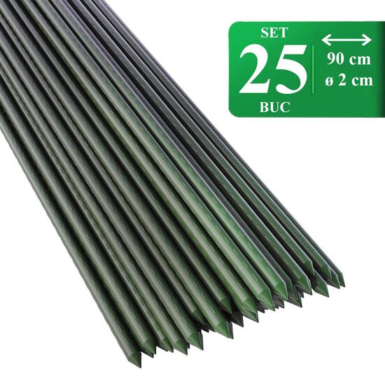 Set 25 araci gradina, suport pentru flori si plante cataratoare, metal acoperit cu PVC, rezistenti la rugina, verde, 90x2 cm, Artool