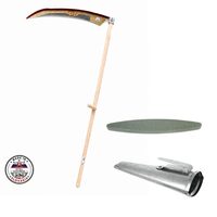 Coasa cu coada lemn, forjata premium, 700 mm, cosit fan si iarba pe suprafete mari, otel austriac batut de inalta calitate, piatra ascutit, teaca zincata, Styria