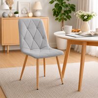 Scaun bucatarie/living, Artool, Libra, textil gri deschis, picioare metal natur, 44.5x54.5x87 cm