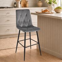Scaun de bucatarie/bar, Artool, Libra, catifea gri inchis, picioare metal negru, 52x56x112 cm