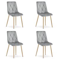 Set 4 scaune bucatarie/living, Artool, Libra, catifea gri deschis, picioare metal natur, 45x54x86.5 cm