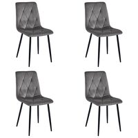 Set 4 scaune bucatarie/living, Artool, Libra, catifea gri inchis, picioare metal negru, 45x54x86.5 cm