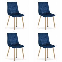 Set 4 scaune bucatarie/living, Artool, Libra, catifea bleumarin, picioare metal natur, 45x54x86.5 cm