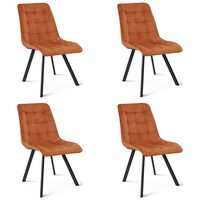 Set 4 scaune bucatarie/living, Artool, Cieza, catifea aramie, picioare metal negru, 49x60x87 cm
