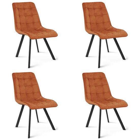 Set 4 scaune bucatarie/living, Artool, Cieza, catifea aramie, picioare metal negru, 49x60x87 cm