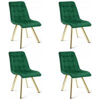 Set 4 scaune bucatarie/living, Artool, Cieza, catifea verde, picioare metal auriu, 49x60x87 cm