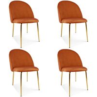 Set 4 scaune bucatarie/living, Artool, Inca, catifea aramie, picioare metal auriu, 49x55x78 cm