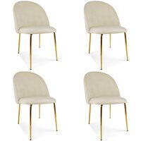 Set 4 scaune bucatarie/living, Artool, Inca, catifea bej deschis, picioare metal auriu, 49x55x78