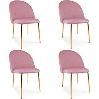 Set 4 scaune bucatarie/living, Artool, Inca, catifea roz, picioare metal auriu, 49x55x78 cm