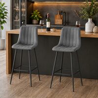 Set 2 scaune de bucatarie/bar, Artool, Pozza, catifea gri inchis, picioare metal negru, 43x35x104 cm