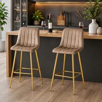 Set 2 scaune de bucatarie/bar, Artool, Pozza, catifea maro, picioare metal auriu, 43x49x102 cm