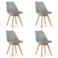 Set 4 scaune bucatarie/living, Artool, Mark, PP gri, picioare lemn natur, 49x42x82 cm