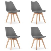 Set 4 scaune bucatarie/living, Artool, Mark, PP grafit, picioare lemn natur, 49x43x82 cm