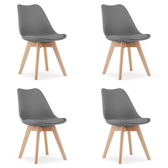 Set 4 scaune bucatarie/living, Artool, Mark, PP grafit, picioare lemn natur, 49x43x82 cm