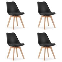 Set 4 scaune bucatarie/living, Artool, Mark, PP negru, picioare lemn natur, 49x43x82 cm