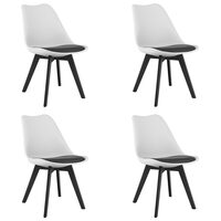 Set 4 scaune bucatarie/living, Artool, Mark, PP alb, picioare negre, perna piele ecologica neagra, 49x43x82 cm