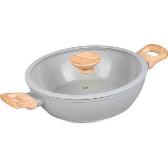 Cratita ceramica cu capac de sticla, manere lemn, 2.8 L, 26 cm, MagicHome Harmony