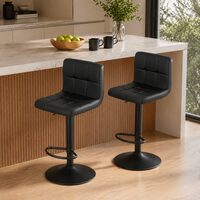 Set 2 scaune de bucatarie/bar, Artool, Prot, rotativ, piele ecologica neagra, picior metal negru, 41x44.5x87.5-108 cm