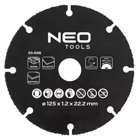 Disc debitare lemn, carbura de wolfram, 125 mm/22.2 mm, Graphite